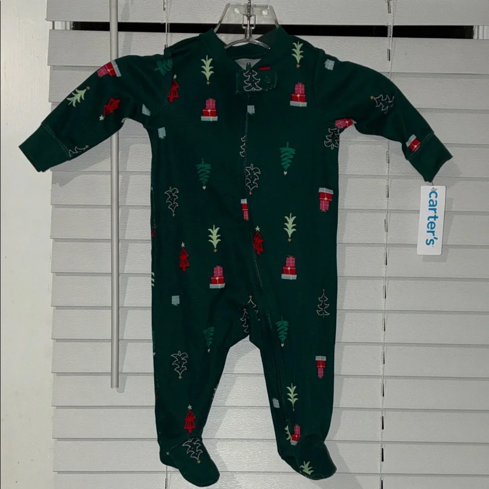 Carter's Green Footie with Red and White Accents